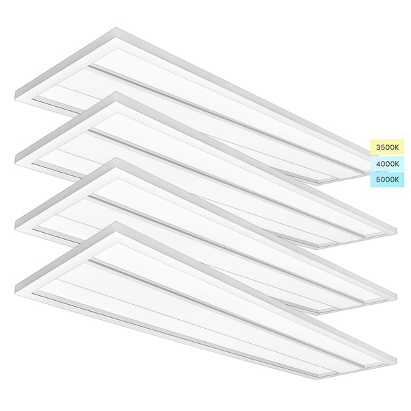 Luxrite 1x4 FT Troffer LED Panel Lights 3CCT 3500K-5000K 25/30/35W Up to 3850LM 0-10V Dimmable DLC UL, 4PK LR25709-4PK - main